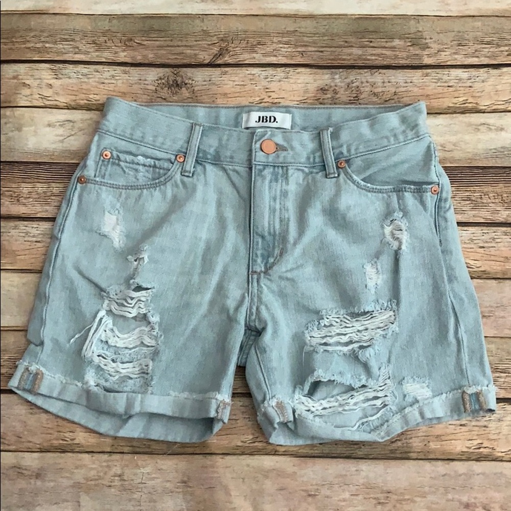 JBD Light Blue Distressed Denim Shorts